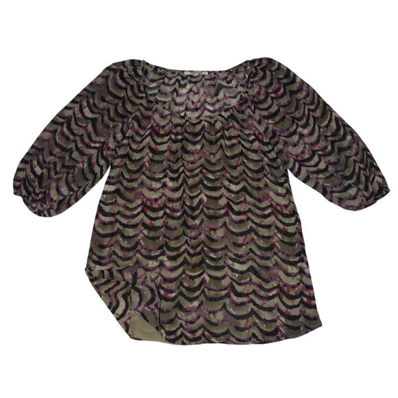 Daniel Rainn Womens Sheer Multicolor Printed Tunic Blouse With 3/4 Sleeves (M) - Picture 7 of 9